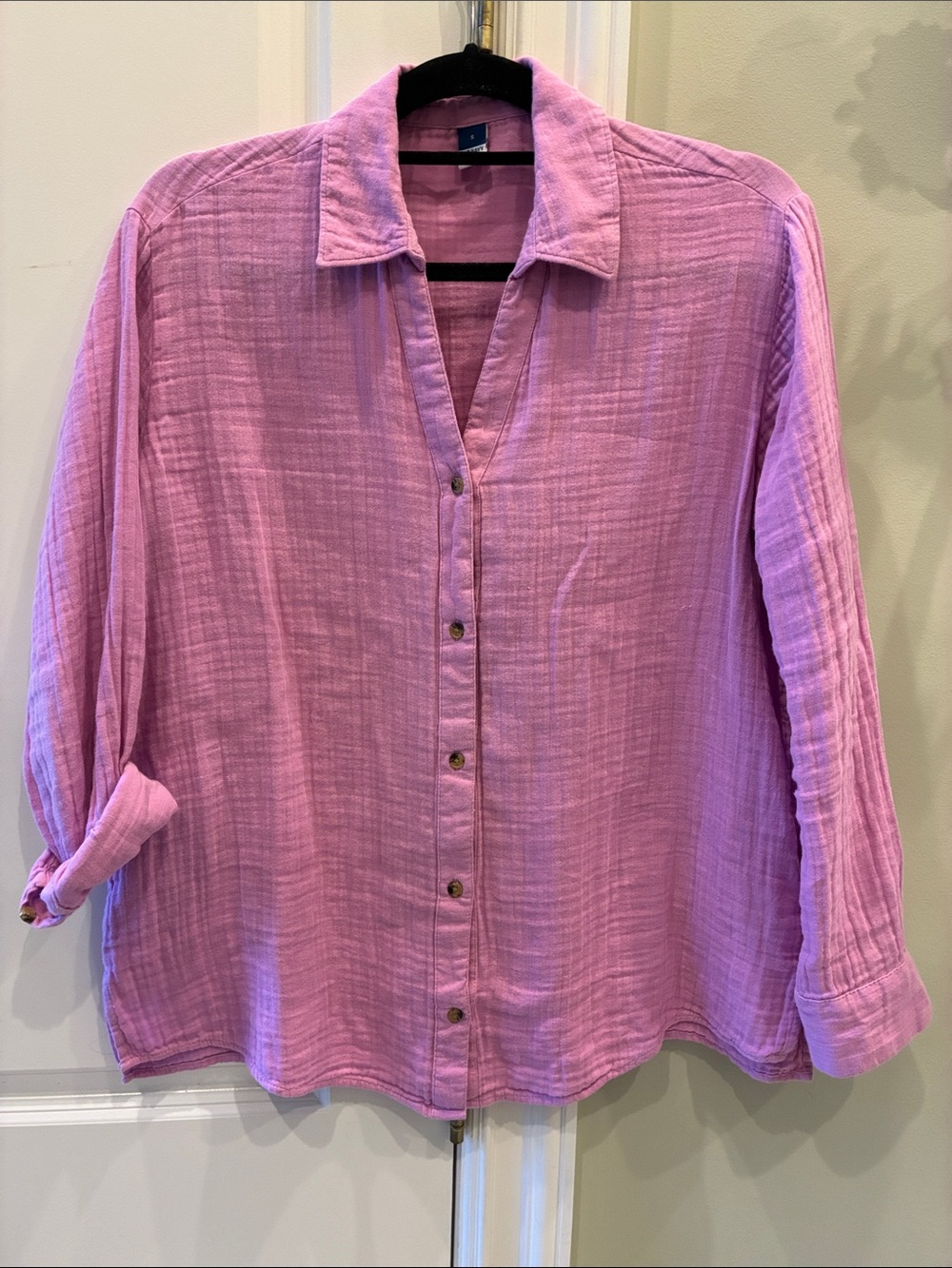 🩷100% cotton 🩷Relaxed Button-Front Women's Top in Pink